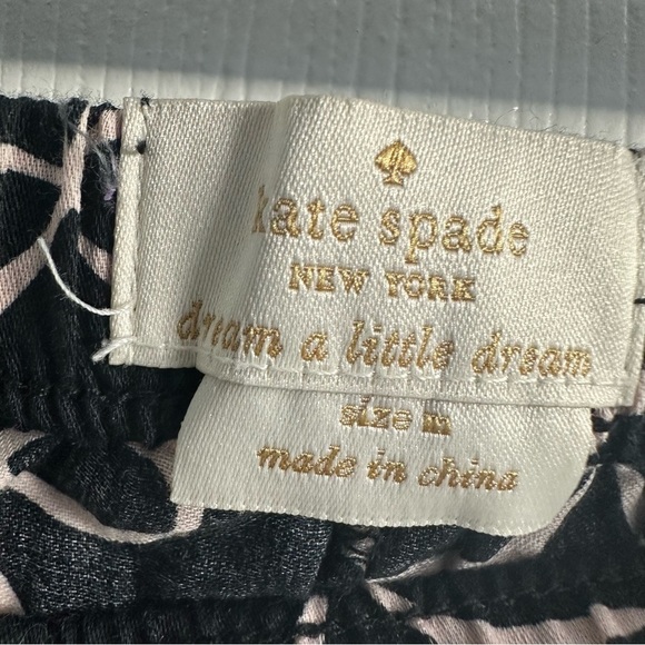 Kate Spade Pajamas Matching Set Coquette Dainty Bow Black Pink Size Medium - Picture 7 of 8